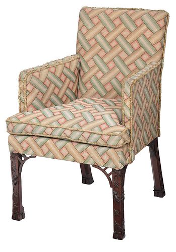 George III Carved Mahogany Needlework Upholstered Armchair