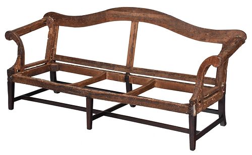 George III Mahogany Serpentine Camelback Sofa Frame