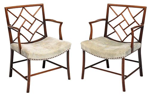 *Fine Pair George III Mahogany "Cockpen" Chairs