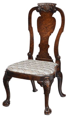 George II Style Carved Burlwood Side Chair