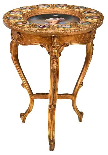 Fine Hand Painted Porcelain Mounted Center Table