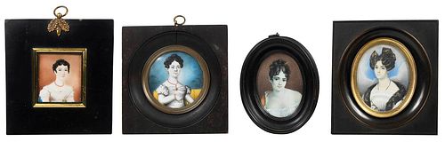 Four Continental and British Portrait Miniatures of Ladies