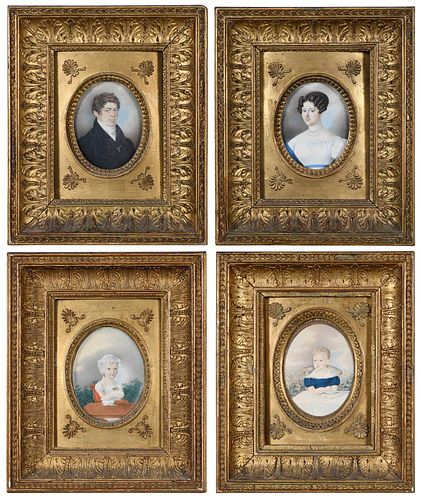 A Family Suite of Four Austrian School Portrait Miniatures