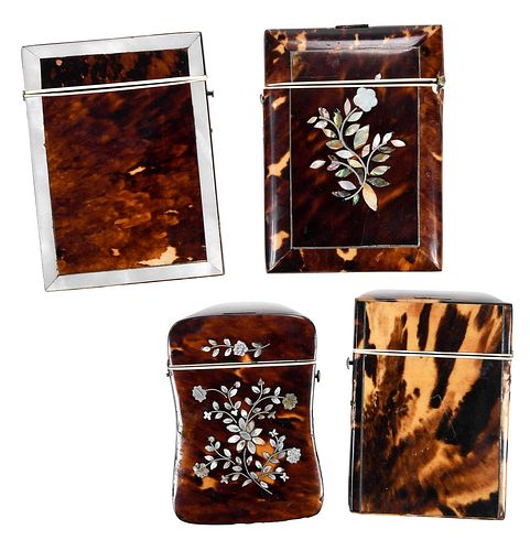 Four Tortoiseshell Card Cases, Mother of Pearl Inlay