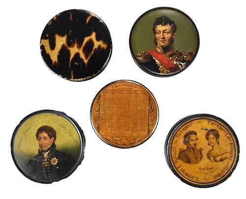 Five Lacquered and Painted Snuff Boxes / Royalty