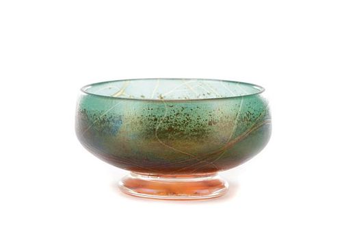 Cinquilli Iridescent Footed Blown Glass Bowl