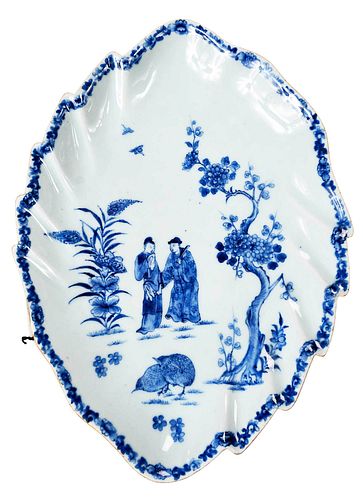 Chinese Export Blue and White Leaf Shaped Dish