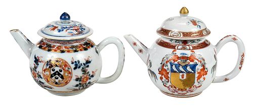*Two Chinese Export Armorial Porcelain Teapots, Frederick and Walker