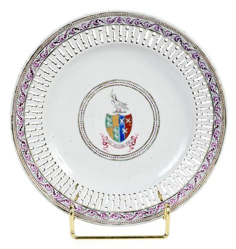 *Chinese Export Armorial Porcelain Reticulated Plate, Fector