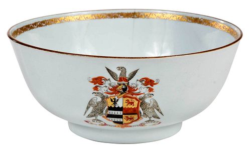 *Chinese Export Armorial Porcelain Punch Bowl, Barlow