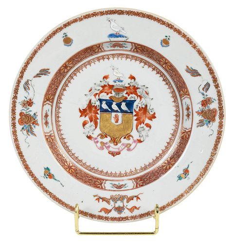 *Chinese Export Armorial Porcelain Plate, Frederick