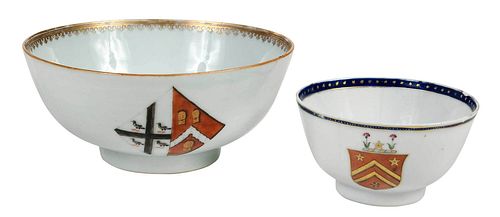 Two Chinese Export Armorial Porcelain Bowls, Aylmer and Swete