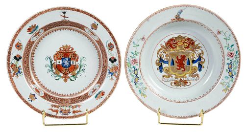 *Two Chinese Export Armorial Porcelain Soup Bowls, Wallace and Merry