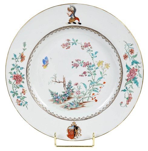 *Chinese Export Armorial Porcelain Plate, Edwards