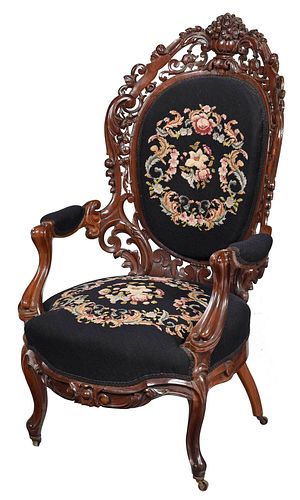 American Rococo Revival Carved Laminated Rosewood Chair