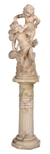 Italian School Alabaster Sculpture, Pedestal
