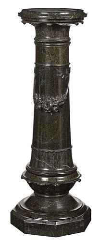 Classical Carved Green Marble Pedestal