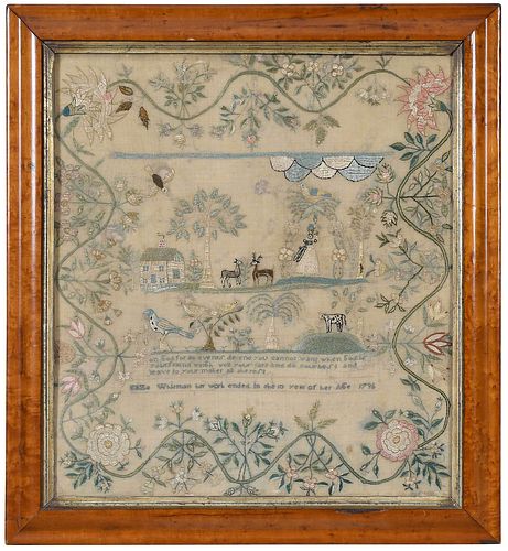 Fine 1796 Massachusetts Silk Pictorial Needlework