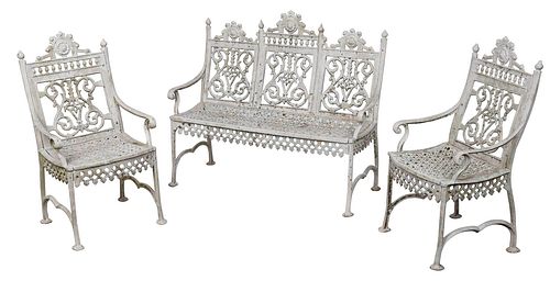 Early Victorian Pattern Cast Iron Garden Suite