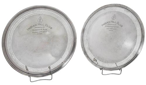 Two Randahl Sterling Trophy Footed Trays