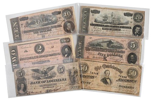 Group of Confederate and Southern States Currency 