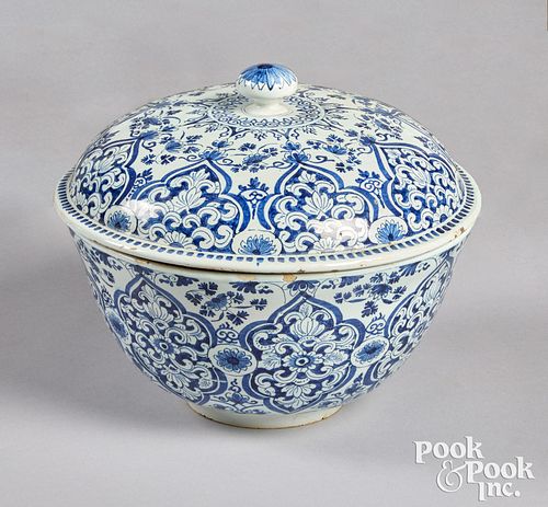 Blue and white Delftware bowl and cover