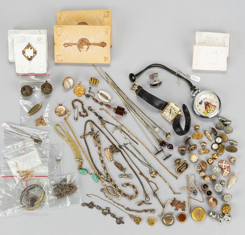ASSORTED ANTIQUE AND VINTAGE JEWELRY AND RELATED ARTICLES, UNCOUNTED LOT