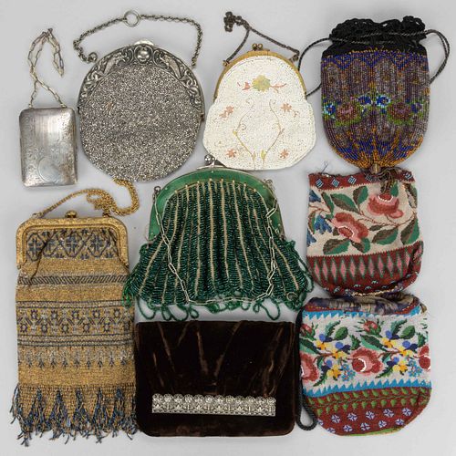 ANTIQUE AND VINTAGE MICRO-BEADED AND OTHER PURSES, LOT OF NINE