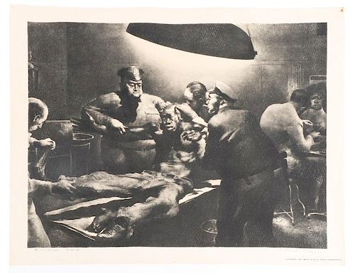 After Riggs Signed Lithograph, "Accident Ward"