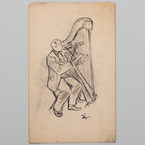 Jacques Villon (1875-1963): Harpist; and Figure Study