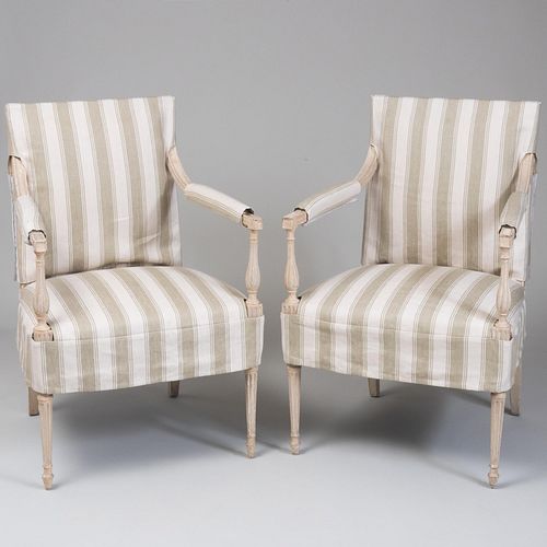 Pair of George III Painted Armchairs, After a Design by Holland and Son