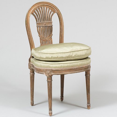 Late Louis XVI Style Oil Gilded Side Chair, in the Manner of Georges Jacob