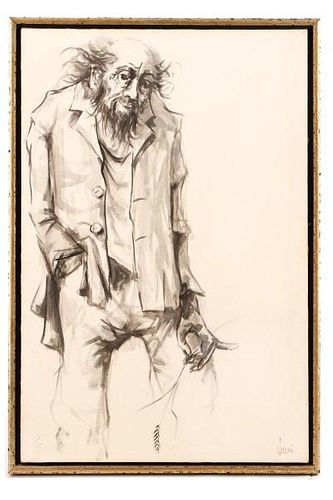 American School, "Untitled (Wild-Haired Man)", Ink