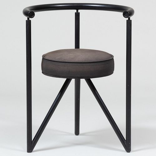 Philippe Starck "Miss Dorm" Black Painted Metal and Upholstered Tube Chair