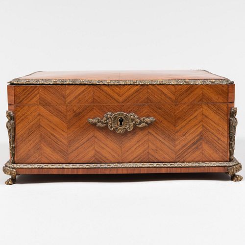 Victorian Gilt-Metal-Mounted Kingwood Parquetry Box
