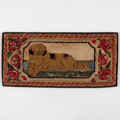 Two Needlework Panels of Reclining Dogs