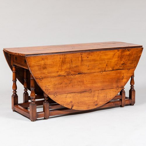 Charles II Style Fruitwood Drop Leaf Dining Table
