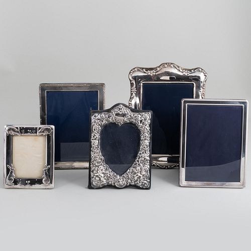 Group of Five English Silver Picture Frames