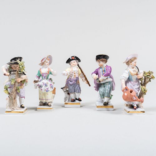Group of Five Meissen Porcelain Figures in Pursuits