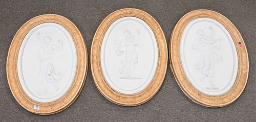 Set of Three Oval Plaster Plaques