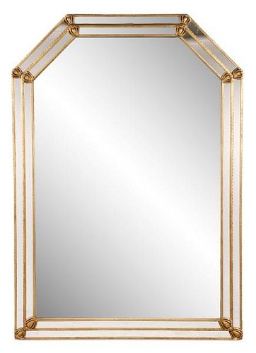 Carved Giltwood Stepped Frame Wall Mirror