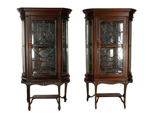 Pair, Burmese Mahogany His & Hers Cabinets, 19th C