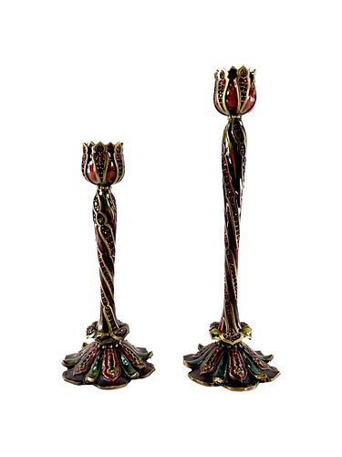 BEAUTIFUL PAIR OF JAY STRONGWATER CANDLESTICKS
