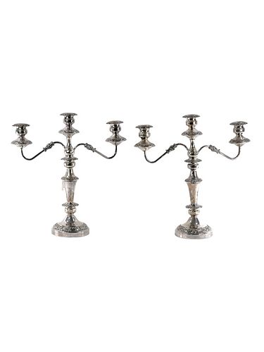 Large PAIR of Silver Plated Candelabras