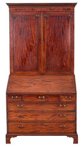 George III Mahogany Slant Front Desk With Bookcase
