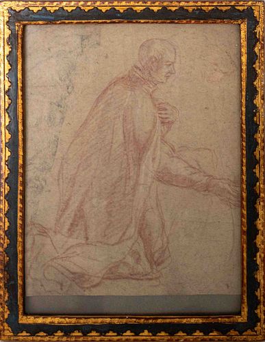 Old Master Drawing Red Chalk Drawing of Priest
