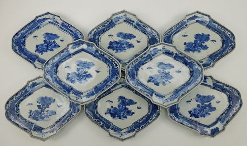 (8) Oriental Blue & White Porcelain Oblong Dishes.