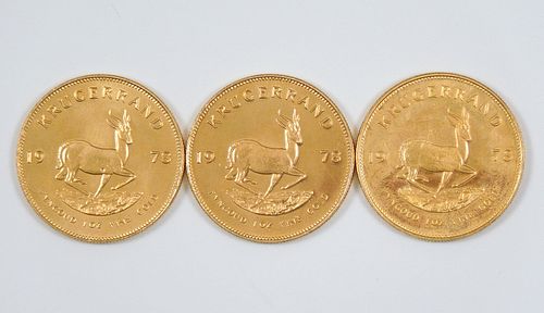 (3) South Africa 1978 Gold Krugerrands.