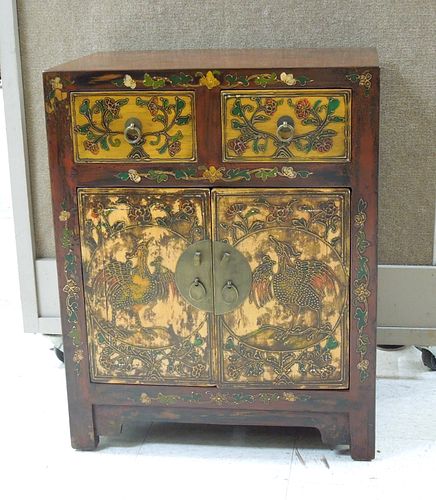 Oriental Painted & Lacquered 2-Door Cabinet.