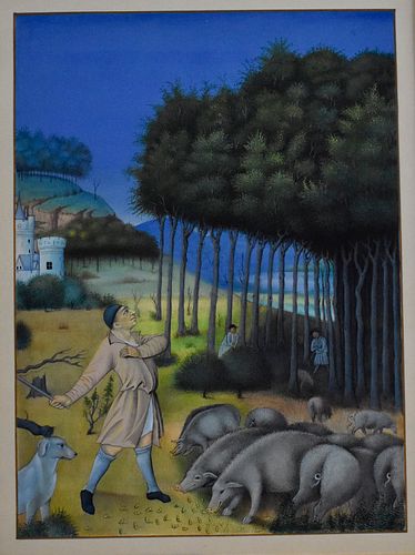 Two Illustrations from book Tres Riches Heures of Jean Duke of Berry.